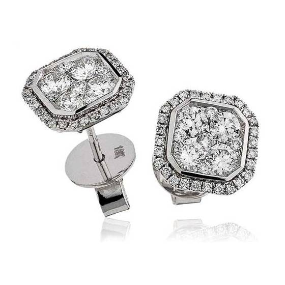 1.15ct VS/E-F Round Diamond Cluster Earrings