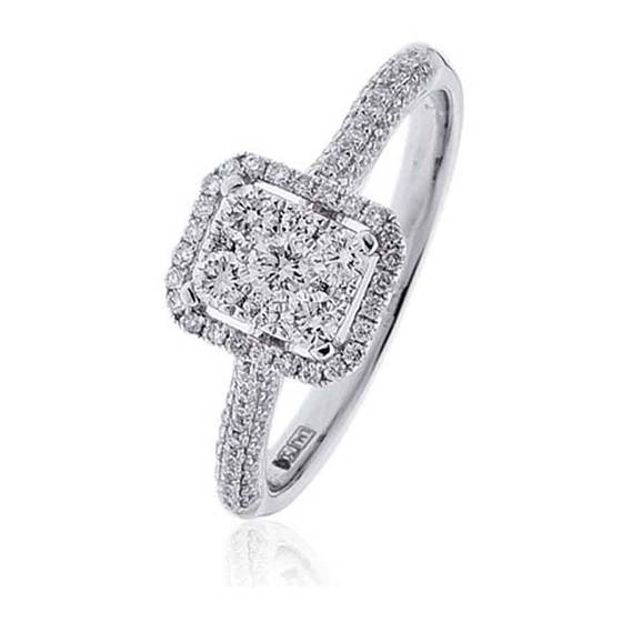 0.80ct VS/E-F Round Diamond Cluster Ring