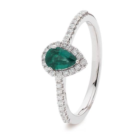 0.50ct VS/E-F Emerald Diamond Halo Ring