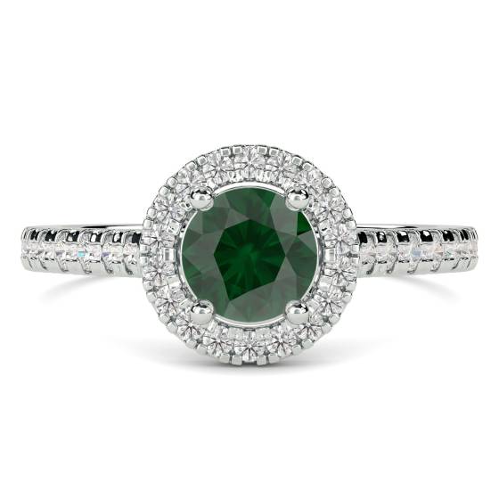 1.10ct VS/F-G Emerald and Diamond Halo Ring