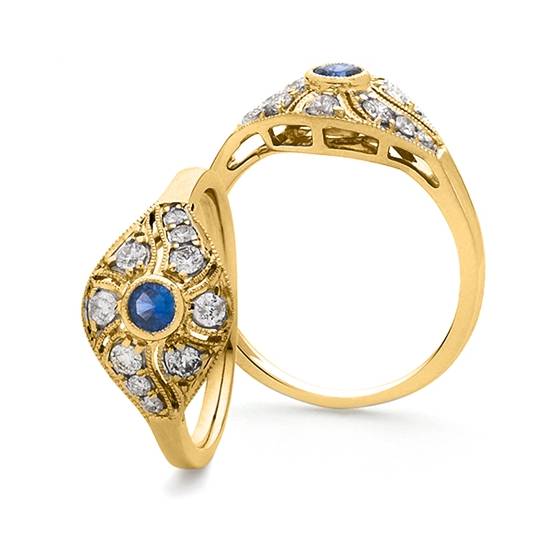 0.39ct VS/E-F Blue Sapphire and Diamond Ring