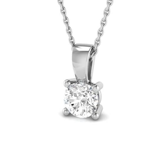 1.00ct I1/F Round cut Diamond Solitaire Pendant in 18k White Gold