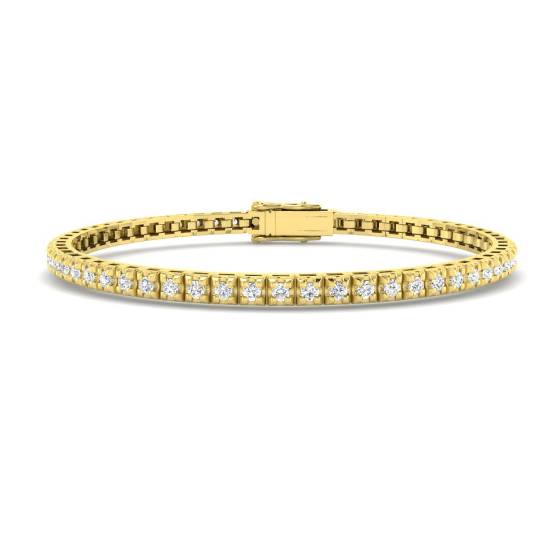 1.60ct SI2/G Round cut Diamonds Tennis Bracelet in 9k Yellow Gold