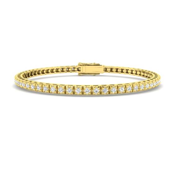 1.60ct SI2/G Round cut Diamonds Tennis Bracelet in 18k Yellow Gold