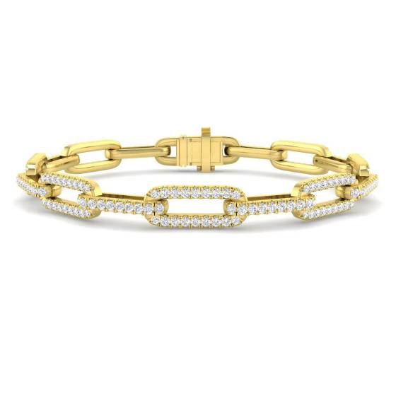 2.55ct SI2/G Round cut Diamonds Designer Bracelet in 9k Yellow Gold