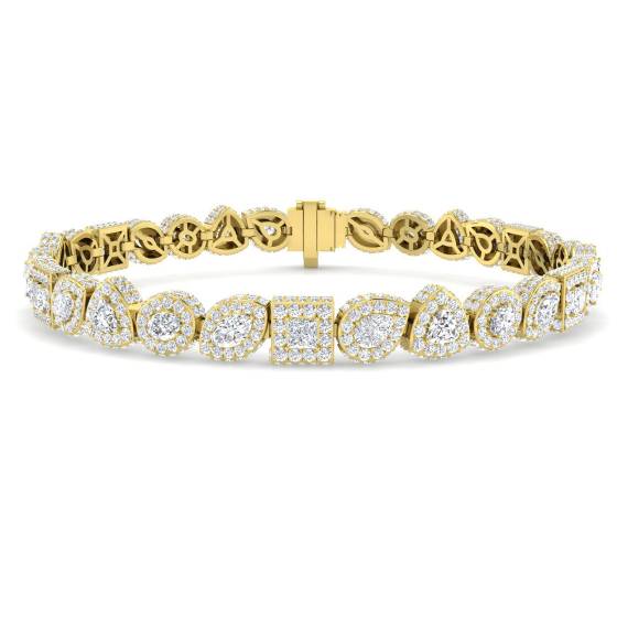 8.33ct SI1/G Pear cut Diamonds Halo Bracelet in 18k Yellow Gold