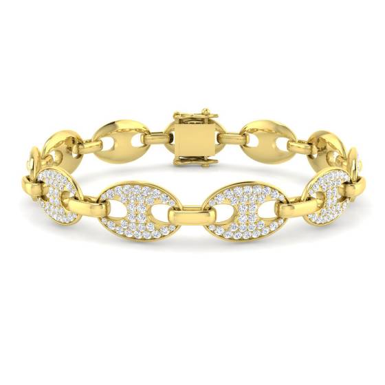 3.15ct SI2/G Round cut Diamonds Designer Bracelet in 18k Yellow Gold