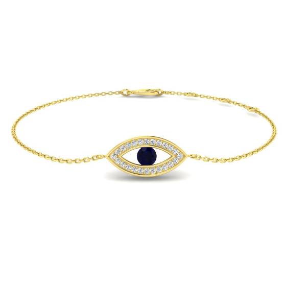 0.30ct SI2/G Round cut Diamonds Blue Sapphire Gemstone Bangle in 9k Yellow Gold