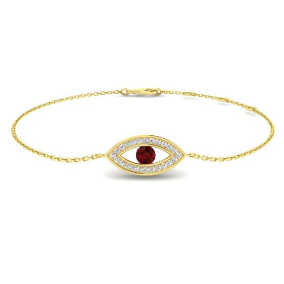 0.29ct SI2/G Round cut Diamonds Ruby Gemstone Bracelet in 9k Yellow Gold