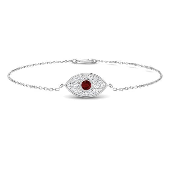 0.39ct SI2/G Round cut Diamonds Ruby Gemstone Bracelet in 9k White Gold