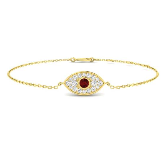 0.39ct SI2/G Round cut Diamonds Ruby Gemstone Bracelet in 9k Yellow Gold