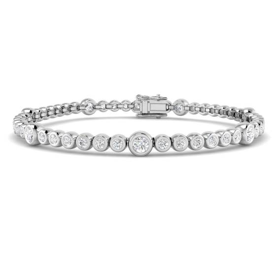 3.06ct SI2/G Round cut Diamonds Tennis Bracelet in 18k White Gold