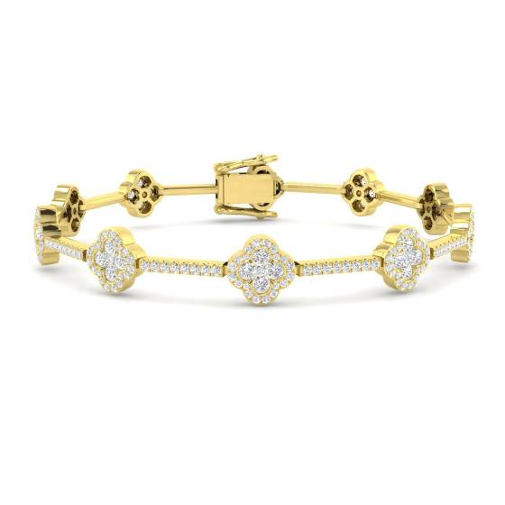 2.72ct SI2/G Round cut Diamonds Designer Bracelet in 18k Yellow Gold