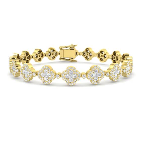 4.40ct SI2/G Round cut Diamonds Designer Bracelet in 18k Yellow Gold