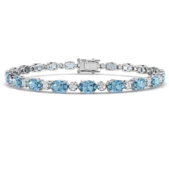 8.92ct SI2/G Oval cut Aquamarine Gemstone Bracelet in 9k White Gold