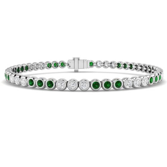 2.35ct SI2/G Round cut Emerald Gemstone Bracelet in 18k White Gold