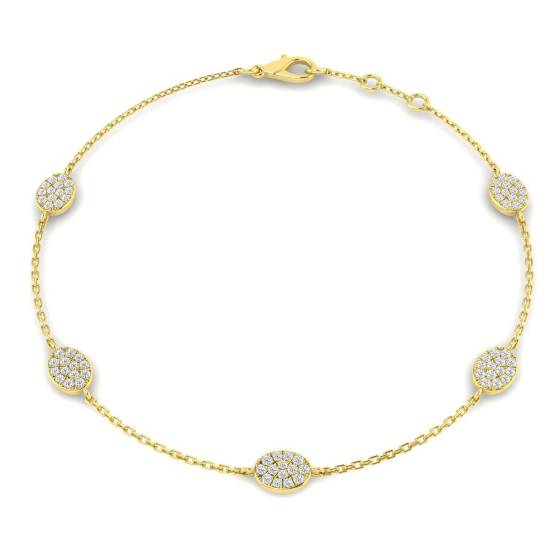 0.32ct SI2/G Round cut Diamonds Designer Bracelet in 18k Yellow Gold