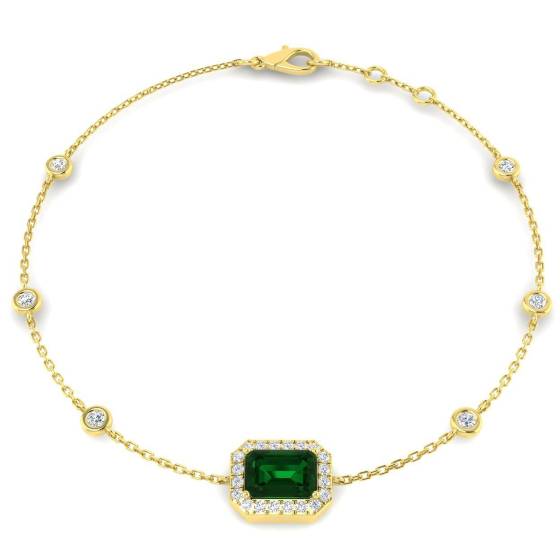 1.36ct SI2/G Emerald cut Emerald Gemstone Bracelet in 18k Yellow Gold