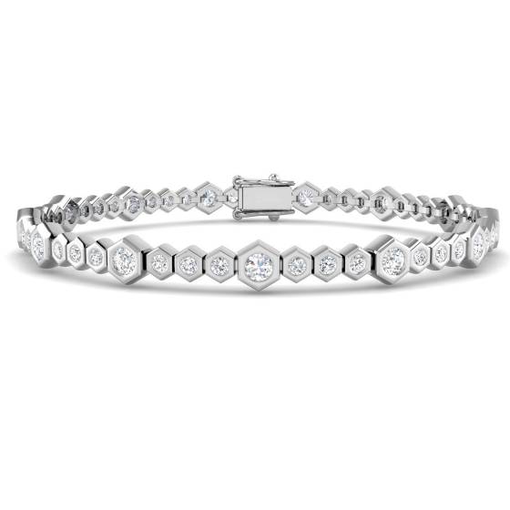 2.95ct SI2/G Round cut Diamonds Tennis Bracelet in 18k White Gold