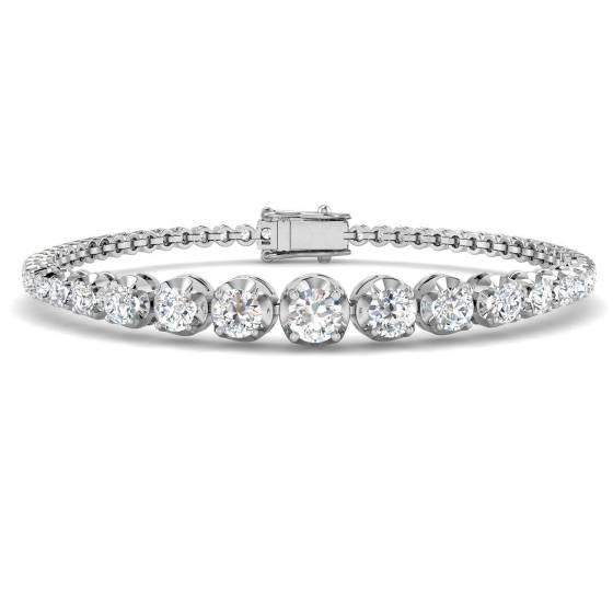 3.11ct SI2/G Round cut Diamonds Tennis Bracelet in 18k White Gold