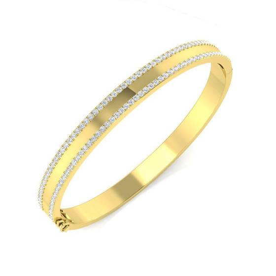 1.47ct SI2/G Round cut Diamonds Fancy Bangle in 9k Yellow Gold