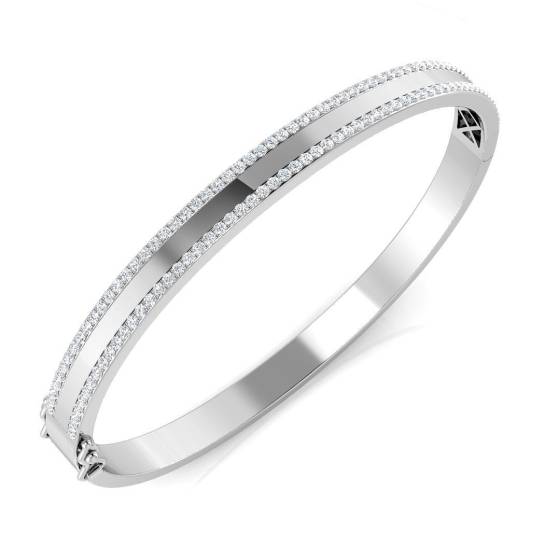 1.05ct SI2/G Round cut Diamonds Fancy Designs Bangle in 9k White Gold