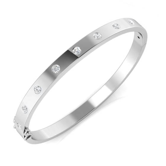 1.02ct SI2/G Round cut Diamonds Fancy Bangle in 9k White Gold