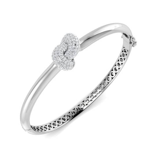 0.91ct SI2/G Round cut Diamonds Fancy Designs Bangle in 9k White Gold