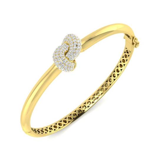 0.91ct SI2/G Round cut Diamonds Fancy Bangle in 9k Yellow Gold