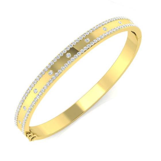 1.77ct SI2/G Round cut Diamonds Fancy Bangle in 9k Yellow Gold