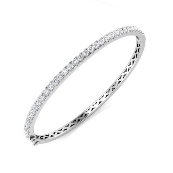 1.98ct SI2/G Round cut Diamonds Fancy Bangle in 18k White Gold