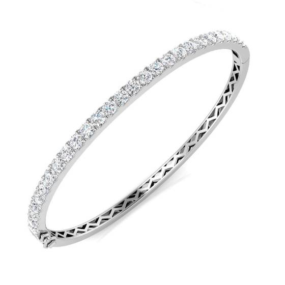 3.00ct SI2/G Round cut Diamonds Fancy Bangle in 18k White Gold