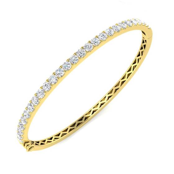 3.00ct SI2/G Round cut Diamonds Fancy Bangle in 18k Yellow Gold