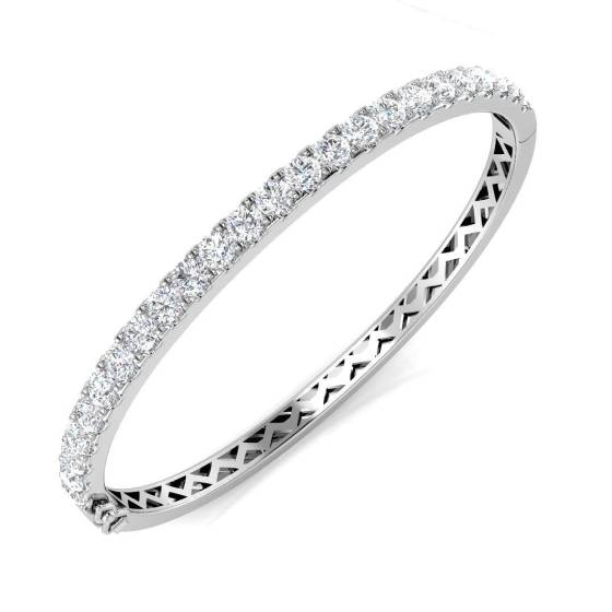 4.02ct SI2/G Round cut Diamonds Fancy Bangle in 18k White Gold