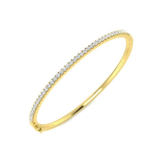 1.06ct SI2/G Round cut Diamonds Fancy Bangle in 9k Yellow Gold