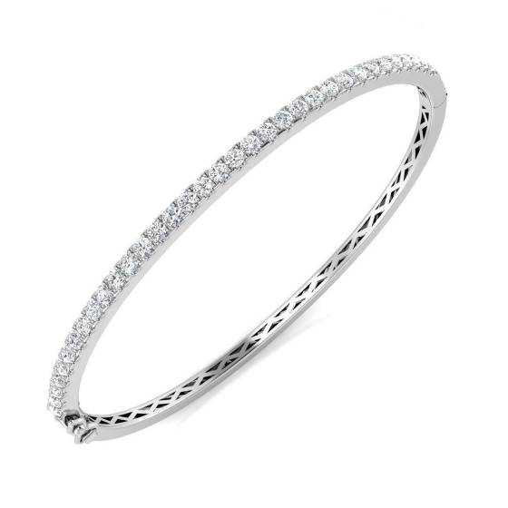 1.67ct SI2/G Round cut Diamonds Fancy Bangle in 18k White Gold