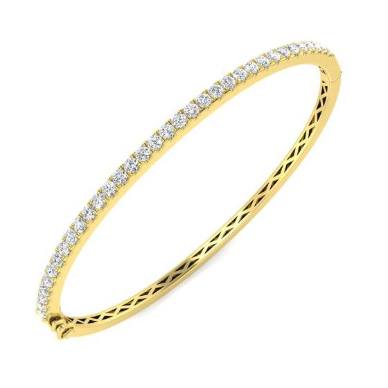 1.67ct SI2/G Round cut Diamonds Fancy Bangle in 18k Yellow Gold