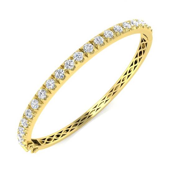 1.97ct SI2/G Round cut Diamonds Fancy Bangle in 9k Yellow Gold