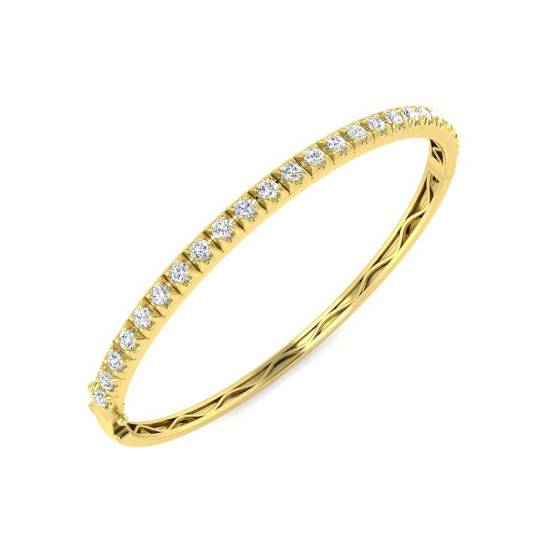 1.02ct SI2/G Round cut Diamonds Fancy Bangle in 9k Yellow Gold