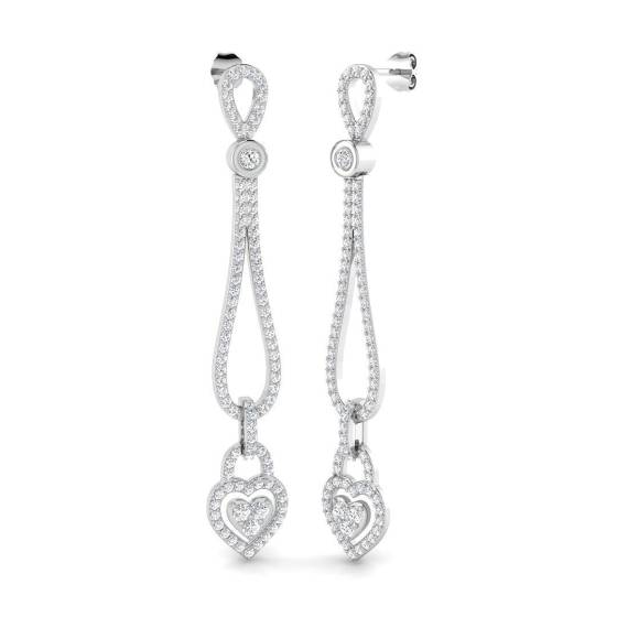 2.19ct SI1/G Round cut Diamond Drop Earrings in 18k White Gold