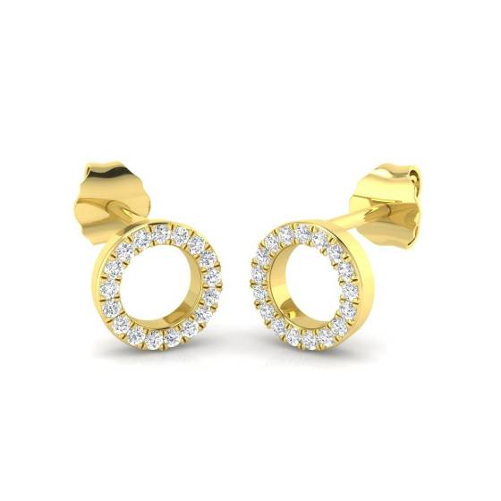 0.12ct SI2/G Round cut Diamond Cluster Earrings in 9k Yellow Gold