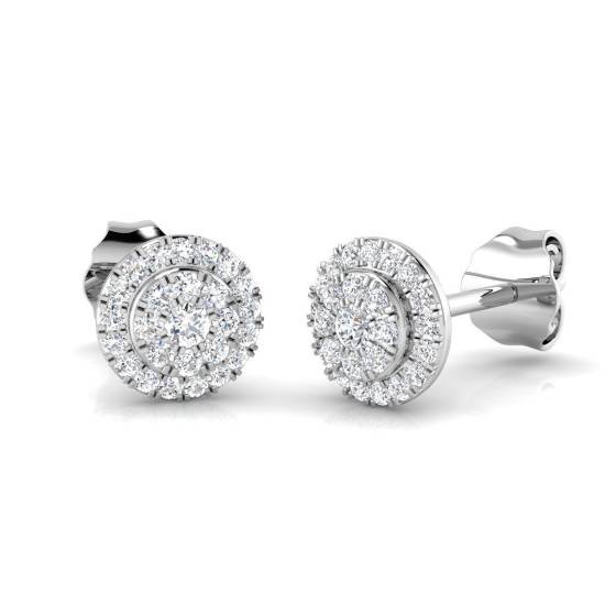 0.25ct SI2/G Round cut Diamond Cluster Earrings in 18k White Gold