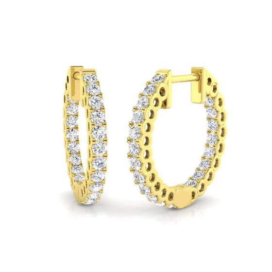 0.77ct SI2/G Round cut Diamond Hoop Earrings in 18k Yellow Gold