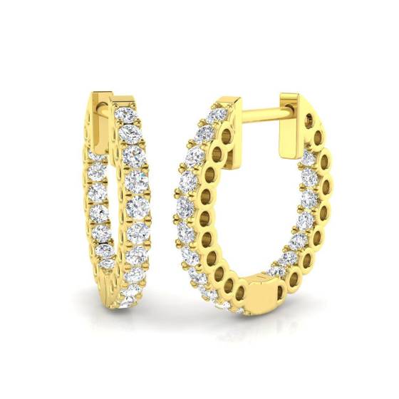 0.49ct SI2/G Round cut Diamond Hoop Earrings in 18k Yellow Gold