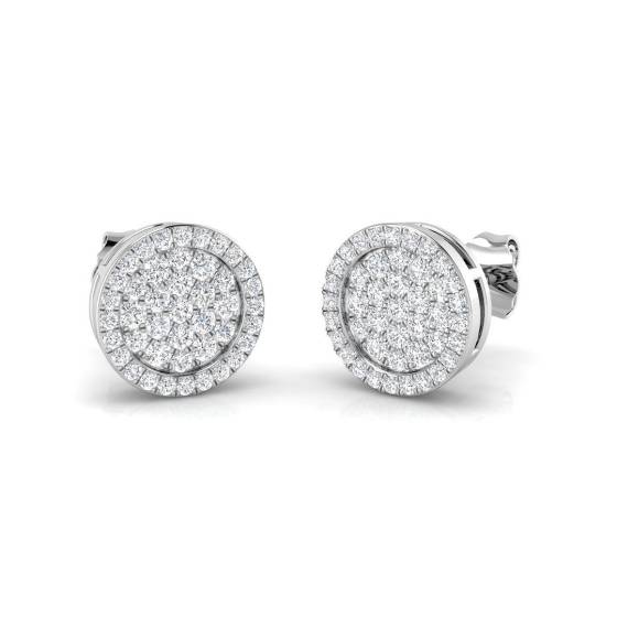 0.59ct SI2/G Round cut Diamond Cluster Earrings in 18k White Gold