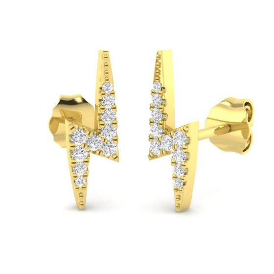 0.09ct SI2/G Round cut Diamond Cluster Earrings in 18k Yellow Gold