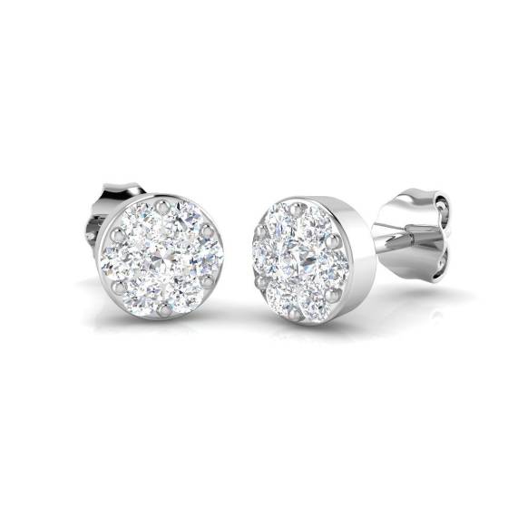 0.50ct SI2/G Round cut Diamond Cluster Earrings in 18k White Gold