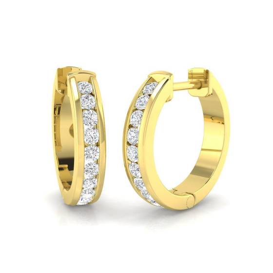 0.36ct I1/G Round cut Diamond Hoop Earrings in 9k Yellow Gold