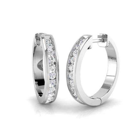 0.47ct SI2/G Round cut Diamond Hoop Earrings in 18k White Gold