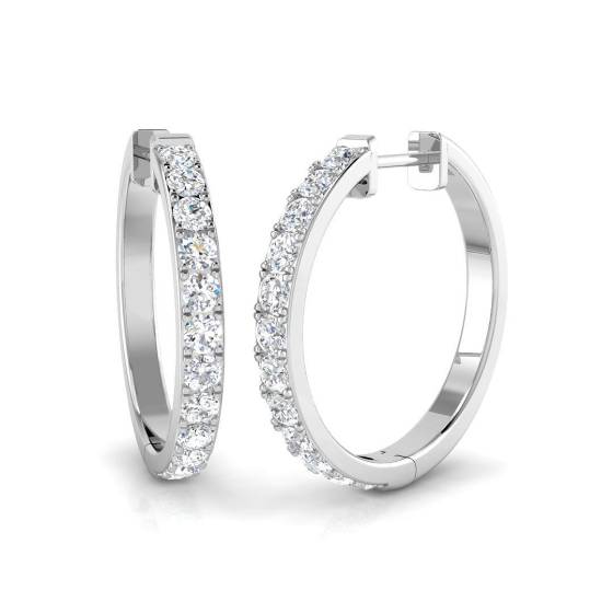 0.97ct SI2/G Round cut Diamond Hoop Earrings in 18k White Gold